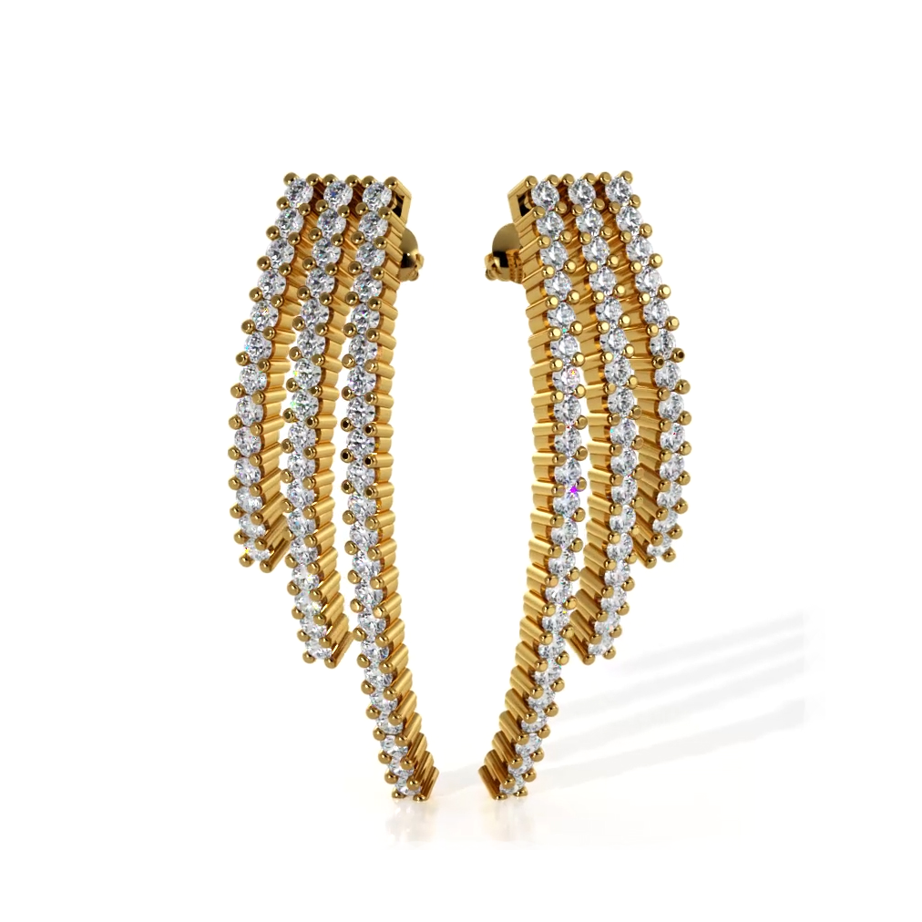 1.98 ctw. Triple Strand Diamond Drop Earrings-VIRABYANI